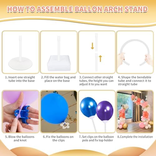 Bazen 2PK 8.2FT & 6FT Balloon Arch Stand White for Wedding Arch