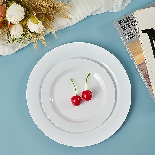 FOCUSLINE 100 White Plastic Plates, 7" Small Disposable Dessert Plates