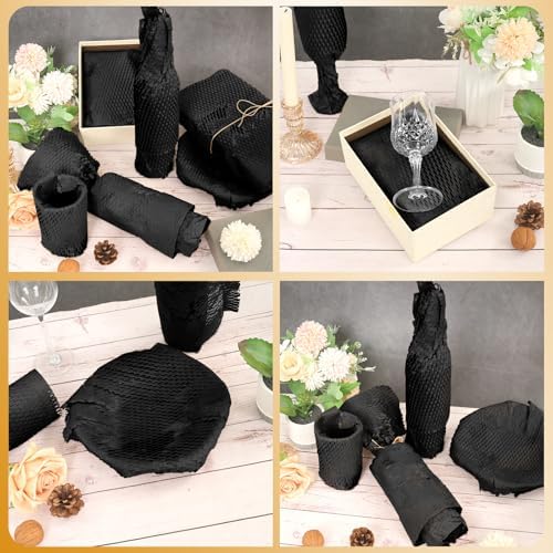 Black Honeycomb Packing Paper 2 Rolls, 15 x 164 ft, 100 Fragile Labels