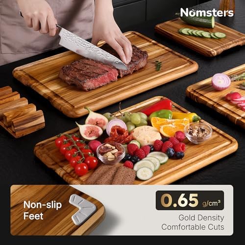 Teak Cutting Boards for Kitchen 4 Pack Wooden Wood Chopping Board Non Toxic