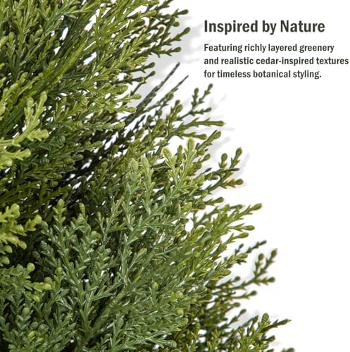 Artificial Cedar Tree Set of 2 – 5ft UV-Resistant Faux Evergreen Potted Tree, Cone-Shaped Decorative Indoor & Outdoor Cedar Tree for Front Porch, Entryway, Patio, Living Room