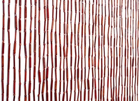 Natural Dark Brown Bamboo Beaded Curtain Room Divider Plain Design-Bamboo and Wooden Doorway Beads-Boho Bohemian Curtain 38 Strands 36" Wx78 H