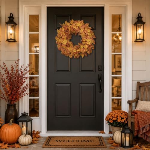 20" Fall Wreath for Front Door, Artificial Autumn Wreath