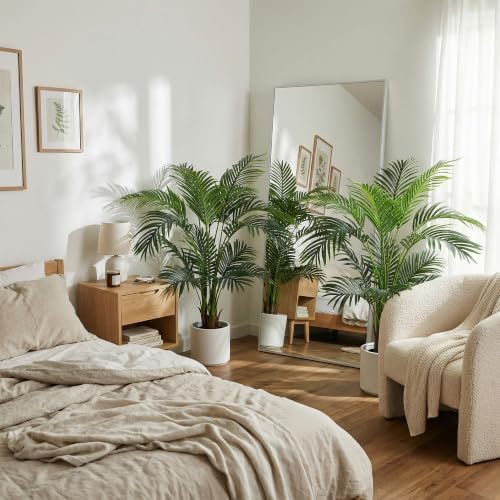 4ft 2-Pack Artificial Palm Tree Plants, 47in Fake Cane Areca Palm Trees
