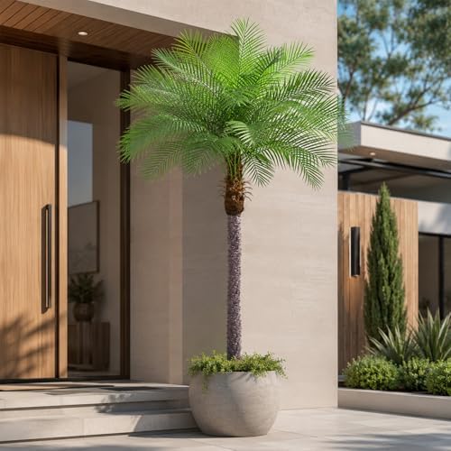 9ft Artificial Phoenix Palm Tree, Faux Coconut Silk Tropical Fake Palm Plant for Indoor Outdoor Home Office Patio Bathroom Pool Coastal Decor