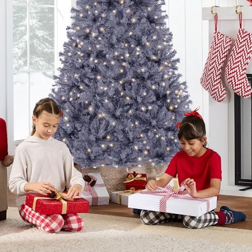 Best Choice Products 4.5ft Pre-Lit Charcoal Gray Christmas Tree, Full Artificial Holiday Decoration w/ 362 Branch Tips, 175 Lights, Foldable Base