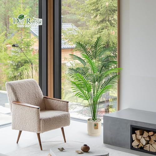 Der Rose 44" Tall Artificial Palm Tree Indoor in Ribbed Light Beige Pot