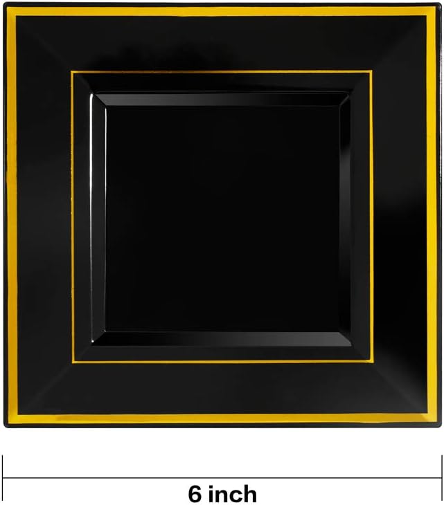 bucla 100pcs black square plastic plates with gold shown in use