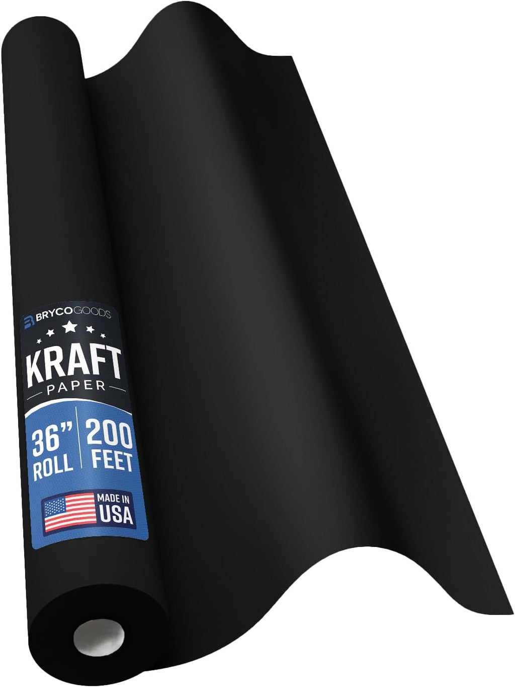Bryco Goods 36” x 2400” (200’) Black Kraft Paper Roll - Made in USA - Ideal for Bulletin Board, Packing, Shipping, Arts & Crafts, Bouquet, Gift Wrapping, Table Covering