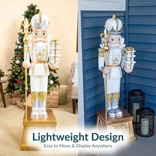 Sunnydaze 4ft Pierre the Fleur-de-Lis Christmas Nutcracker Statue, Resin