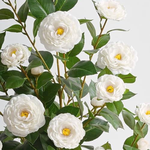 2 Pcs Artificial Camellia Tree, 38" Artificial Trees for Outdoors