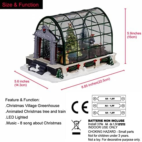 innodept12 Animated Lighted Christmas Village Greenhouse