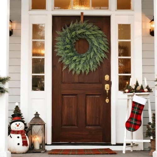 24" Lifelike Touch Artificial Cedar Wreath for Front Door Christmas Decor