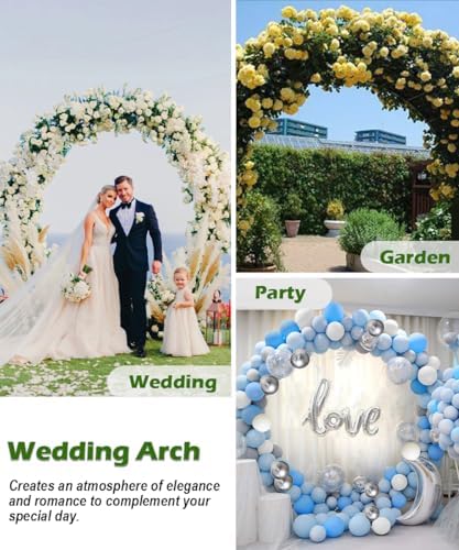 Queension 8Ft Wide 7Ft High Metal Wedding Arch for Ceremony Party, Black