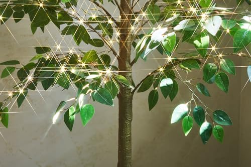 LITBLOOM Lighted Ficus Tree 6FT 264 LED Fairy Lights, Artificial Greenery Tree with Lights for Home Fireplace Living Room Decoration Inside