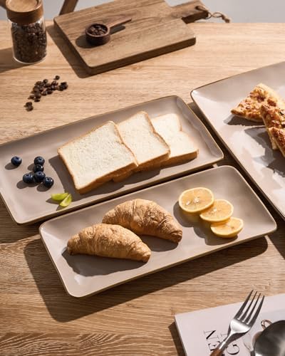 Famiware Serving Platters Set of 3 Sizes - Rectangular, Cinnamon Brown