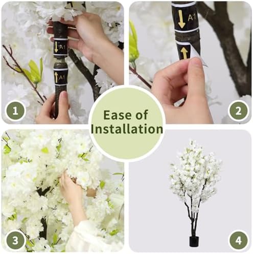 6ft Tall Artificial White Cherry Blossom Tree