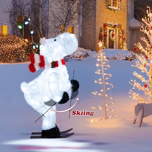 Tangkula 44” Christmas Lighted Animated Skiing Reindeer Decorations
