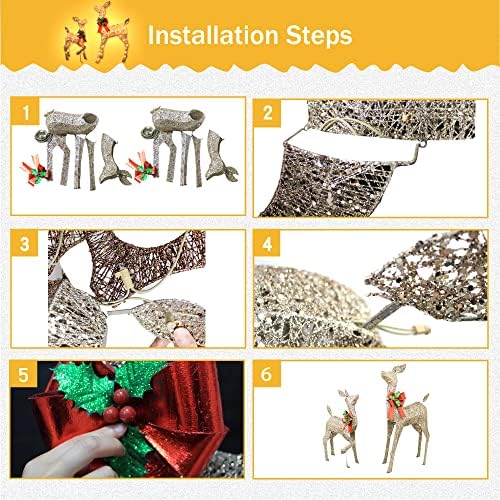 38in Christmas Deer Set Decoration 2pc Deers, Lighted up Reindeer Decor