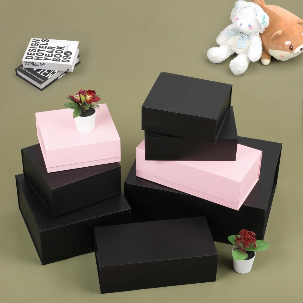 Black Magnetic Gift Box 15 Pack Magnetic Boxes for Gifts, 8X8X4 Inch