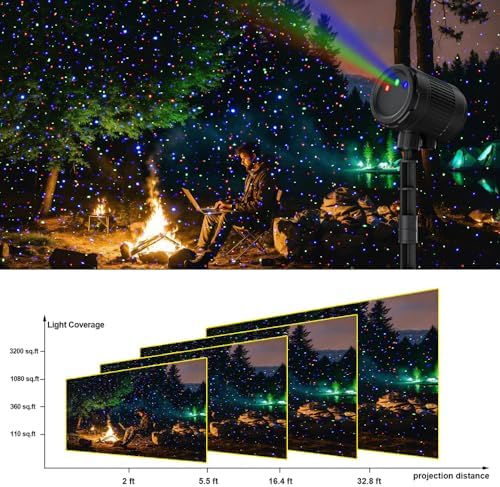 laser christmas projector lights outdoor, firefly light show, side view
