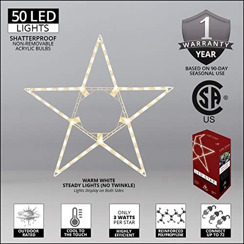 32" Lighted Christmas Star Outdoor Star Light, Warm White LED Christmas Star Decoration Folding Outdoor Star Decor