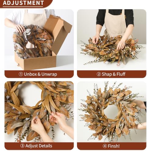26'' Fall Wreath with Eucalyptus & Berries for Front Door Outdoor Decor