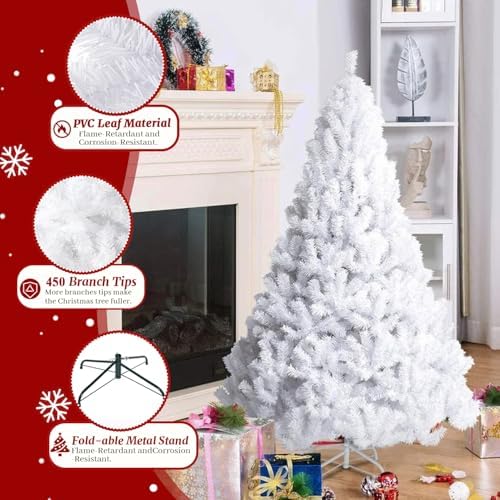 4ft White Artificial Christmas Tree,Arbol de Navidad Small Fake Xmas Tree