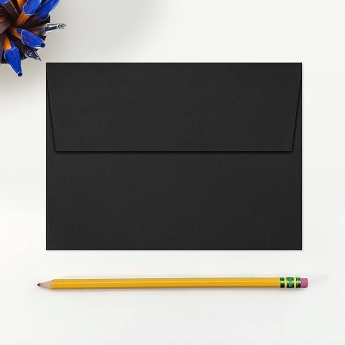 LUXPaper A7 Invitation Envelopes | Peel & Press | 5 1/4" x 7 1/4" | Black Linen | 80lb. Text | 250 Qty