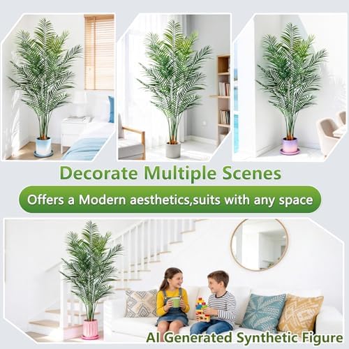 6.5ft Artificial Palm Tree Outdoor, Large Fake Tropical Areca Palm with 18 Trunks, Tall Faux Floor Plants for Indoor Living Rooms Offices Bedroom Home Decor