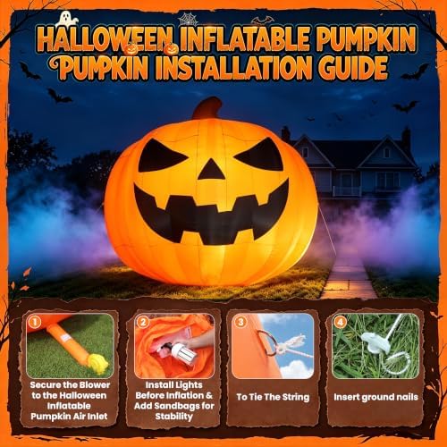 Giant 26Ft Halloween Inflatables Pumpkin Decorations with Blower, 3D Design