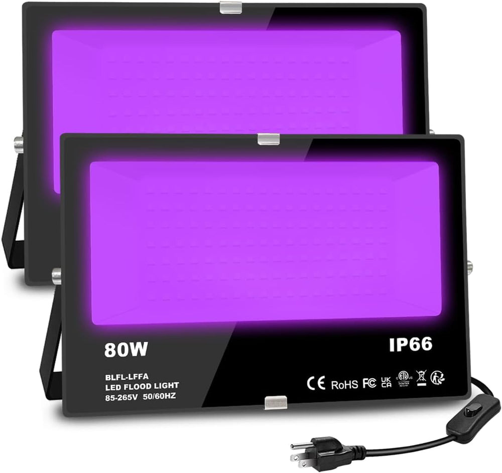 MELPO Black Light 80W Blacklight Flood Light Outdoor for Glow Party