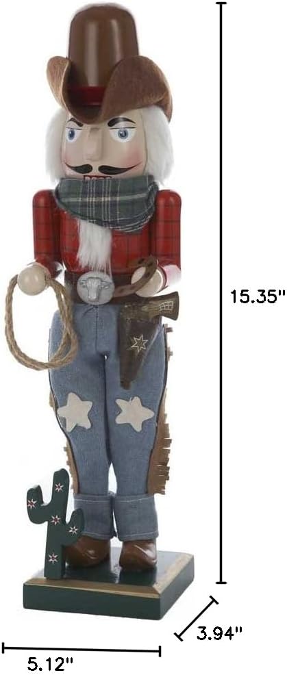 kurt adler 15-inch wooden cowboy nutcracker, close-up detail