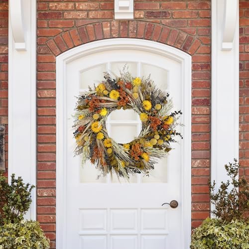 ANDALUCA All Natural Handcrafted Preserved Floral Fall Wreath (California Harvest)