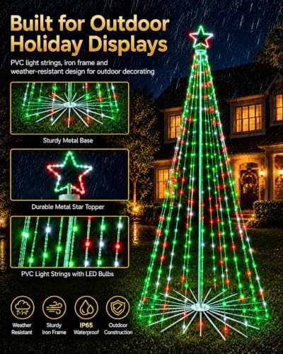 12FT Smart 3D RGB Animated Outdoor Christmas Cone Tree Light Show