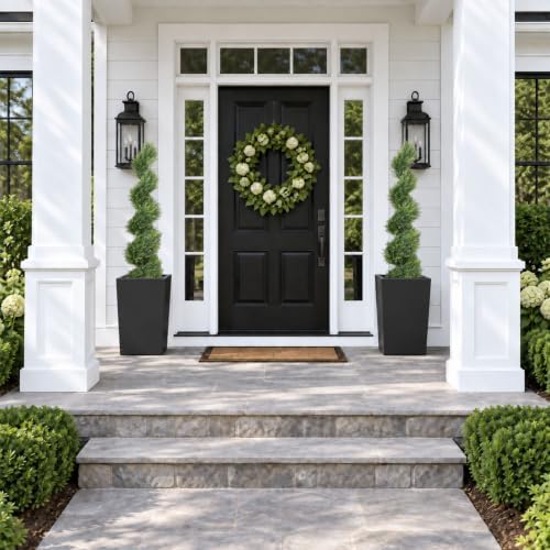 THE BLOOM TIMES 4ft Tall Spiral Topiary Trees Artificial Outdoor Set of 2