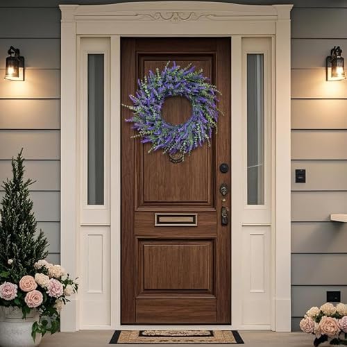 26'' Large Artificial Eucalyptus and Lavender Wreath for Front Door(Purple)