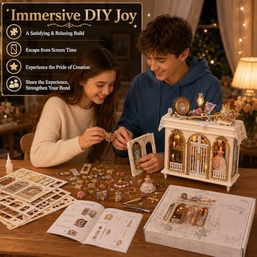 Roroom DIY Miniature House Kit, Dreamy Vanity Room Dollhouse Kit