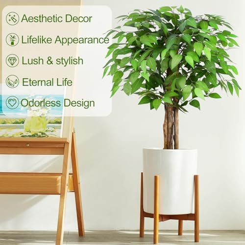 3ft Ficus Artificial Trees with Natural Curved Trunks, 36" Tall Lush Faux Tree for Home Decor Indoor, Green Lifelike Fake Ficus Tree Artificial Plants(Set of 2)
