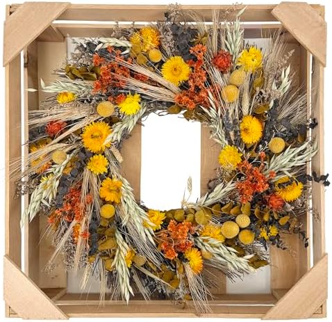 ANDALUCA All Natural Handcrafted Preserved Floral Fall Wreath (California Harvest)
