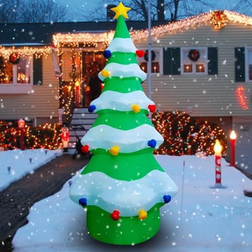 SEASONBLOW 12 FT Giant Inflatable Christmas Tree Xmas Decoration for Blow Up Built-in Lights for Yard Indoor Outdoor Lawn Yard Garden Holiday