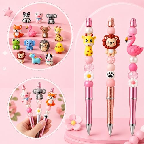 90 Pcs 3D Animals Silicone Focal Beads Bulk for Pens, Keychain Making