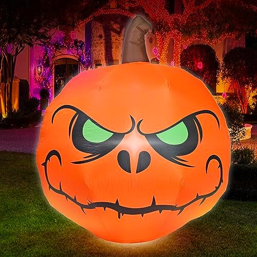 4FT Halloween Inflatable Pumpkin with Build-in LED Lights, Blow up Halloween Inflatable Outdoor Indoor Decorations Large Party Yard Decoration