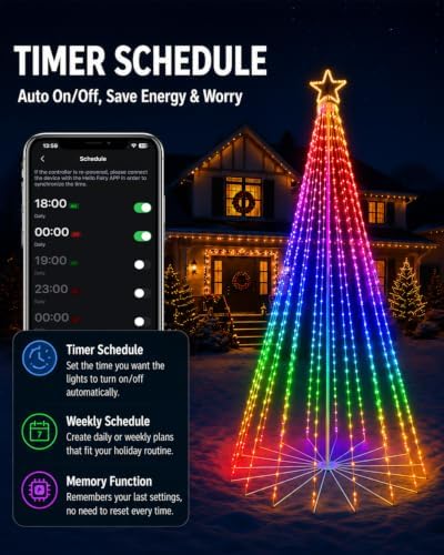 12FT Outdoor Christmas Tree with Lights, DIY Light Show LED Christmas Tree