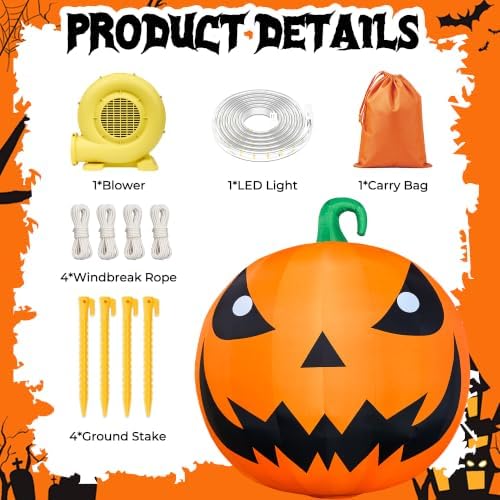20FT Halloween Inflatables Pumpkin Decorations with 750W Air Blower