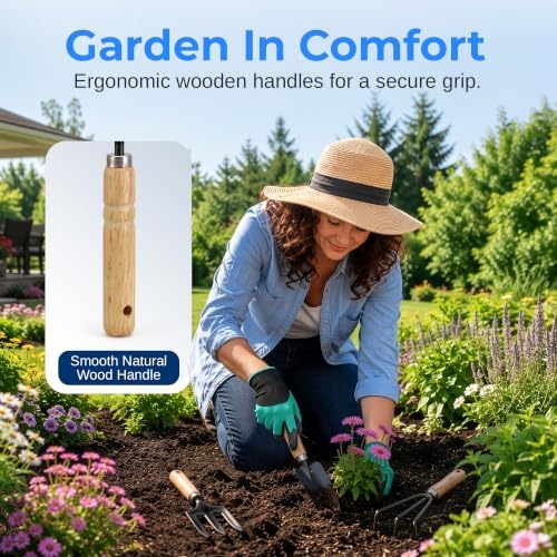 Scuddles 8-Piece Garden Tool Set with Carry Bag, Includes Shovel, Trowel, Rake & Hand Tools for All Gardening Tasks, Heavy Duty Lightweight Design 2.2 lb – Perfect for Men, Women & Gardening Gifts