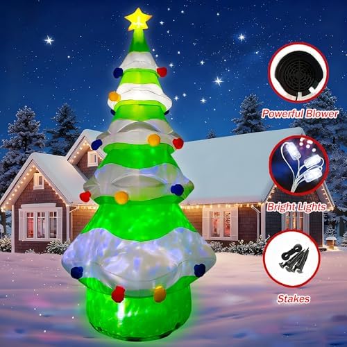 SEASONBLOW 12 FT Giant Inflatable Christmas Tree Xmas Decoration for Blow Up Built-in Lights for Yard Indoor Outdoor Lawn Yard Garden Holiday