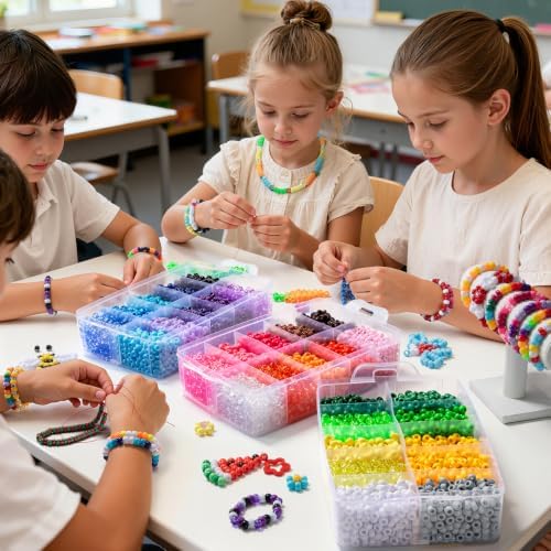 Simetufy 10000Pcs Pony Beads Bulk 30 Colors for Rave Kandi Bracelet Making