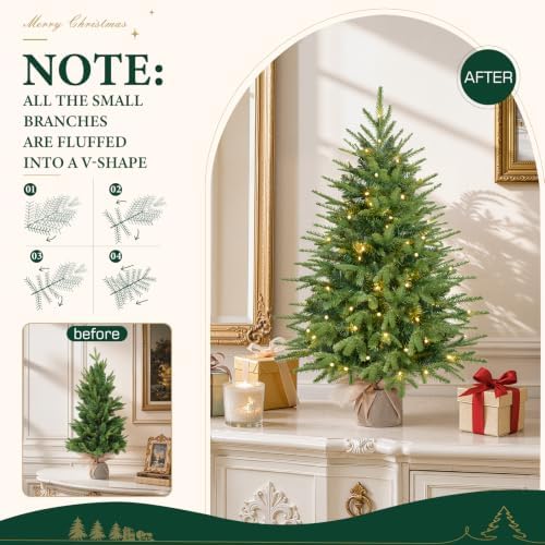 Alupssuc 3ft Prelit Artificial Mini Christmas Tree for Tabletop Desk Decor
