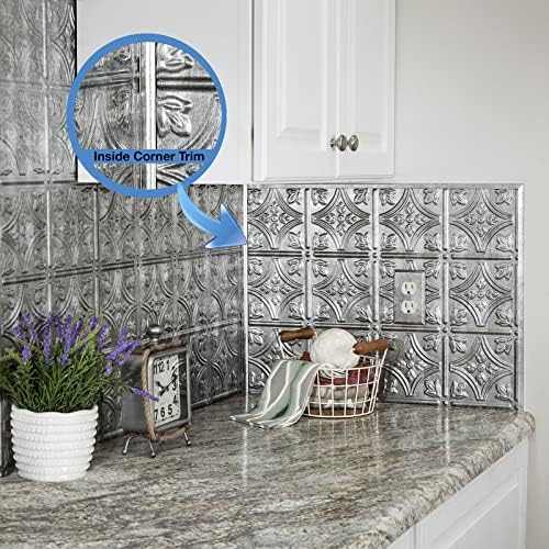 FASÄDE 47 in Vinyl Inside Corner Trim Crosshatch Silver (5 Pack)